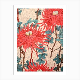 Red Spider Lily Pattern Illustration Art Print