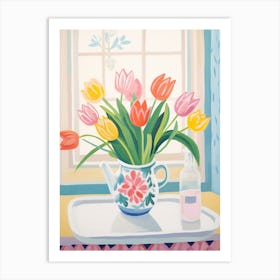 A Vase With Tulip, Flower Bouquet 1 Art Print