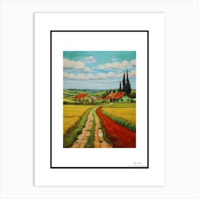 Green plains, distant hills, country houses,renewal and hope,life,spring acrylic colors.44 Art Print