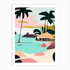 Koh Mak Thailand Muted Pastel Tropical Destination Art Print