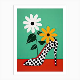 Polka Dots And Daisies 1 Art Print