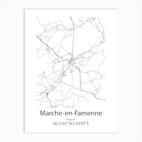 Marche En Famenne,Belgium Minimalist Map Art Print