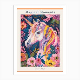 Floral Folky Unicorn Portrait Fauvism Inspired 2 Poster Art Print