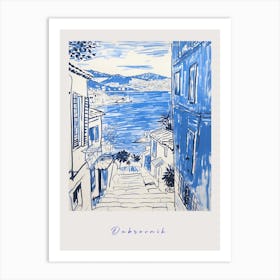 Dubrovnik Croatia 3 Mediterranean Blue Drawing Poster Art Print