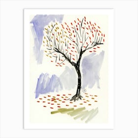 Autumnal Tree - minimal watercolor vertical nature Art Print