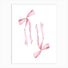 Pink Coquette Bows - White Art Print