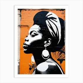 Vintage Graffiti Mural Of Beautiful Black Woman 42 Art Print