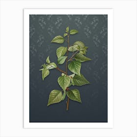 Vintage Black Birch Botanical on Slate Gray Pattern n.0820 Art Print