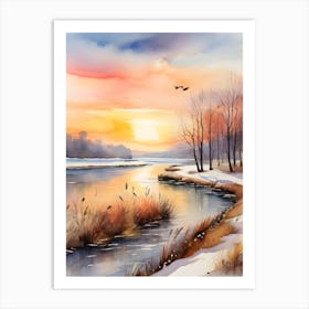 Watercolor Of A River 1 Art Print