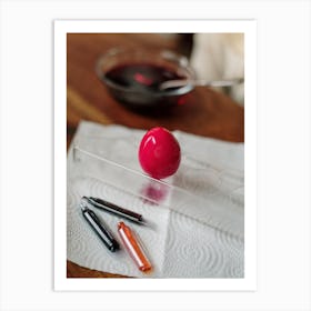 Red Egg On A Table Art Print