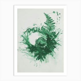 Green Ink Painting Of A Birds Nest Fern 2 Art Print