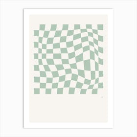 Wavy Checkered Pattern Poster Seafoam Art Print