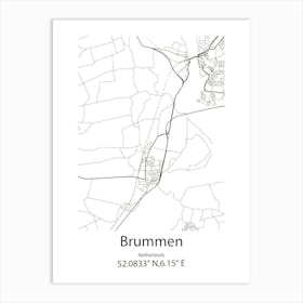 Brummen,Netherlands Minimalist Map Art Print