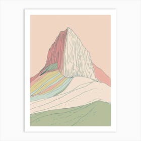 Mount Ossa Australia Color Line Drawing (11) Art Print