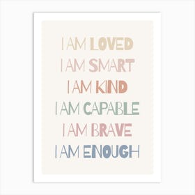 I Am Kind I Am Brave Enough Kids and Nursery Art Print