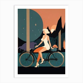 Woman On A Bicycle Art Print