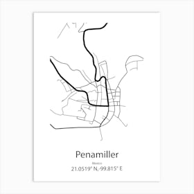 Penamiller,Mexico Minimalist Map Art Print