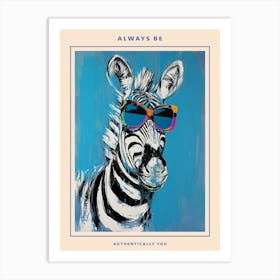 Kitsch Portrait Of A Zebra In Sunglasses 4 Poster Art Print