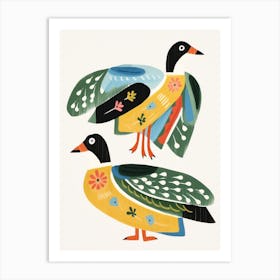 Folk Style Bird Painting Mallard Duck 2 Art Print