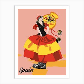Spain, Dancing Girl With A Big Shoe Art Print