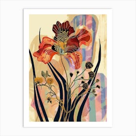 Colourful Flower Illustration Flax Flower 3 Art Print