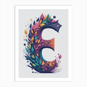 Colorful Letter E Illustration 25 Art Print