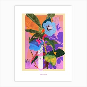 Periwinkle (Vinca) 4 Neon Flower Collage Poster Art Print