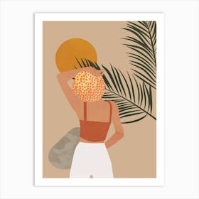 Illustration Of A Woman Holding A Palm Leaf Art Print