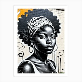 Vintage Graffiti Mural Of Beautiful Black Woman 150 Art Print