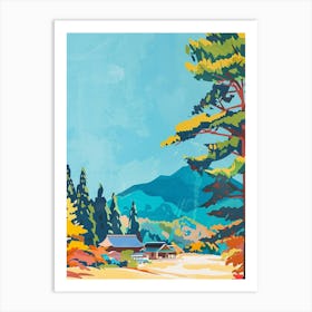 Mount Koya Koyasan 1 Colourful Illustration Art Print