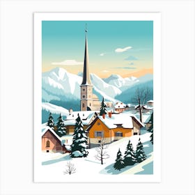 Vintage Winter Travel Illustration Bavaria Germany 4 Art Print