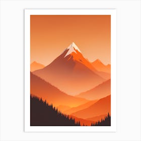 Misty Mountains Vertical Composition In Orange Tone 187 Art Print