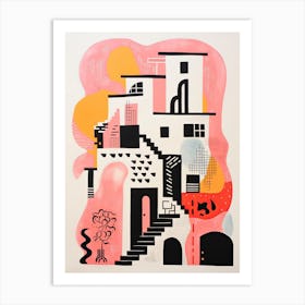 A House In Istanbul, Abstract Risograph Style 4 Art Print