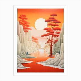 "Eastern Impressions: A Brushstroke of Asian Landscapes" Art Print