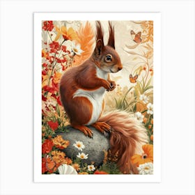 Squirrel In The Garden Art Print