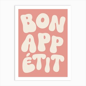 Bon Appetit - White & Pink Art Print