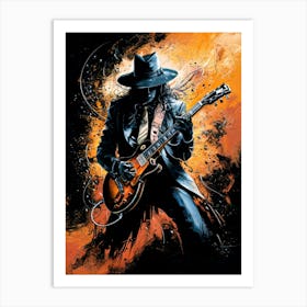 Abstract Painting Rock Guitarist Art Print