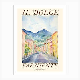 Il Dolce Far Niente Bolzano, Italy Watercolour Streets 2 Poster Art Print