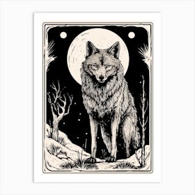 Steppe Wolf Tarot Card 3 Art Print
