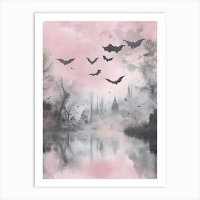 Bats Flying Over A Lake 1 Art Print