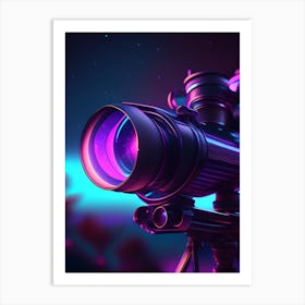 Telescope Neon Nights Space Art Print