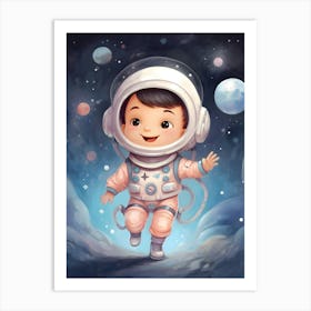 Little Astronaut In Space Art Print