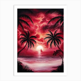 Sunset At The Beach 12 Art Print