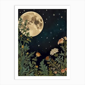 Moon And Flowers Style William Morris 14 Art Print