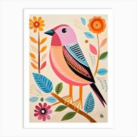 Pink Scandi Sparrow 3 Art Print