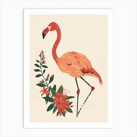 Jamess Flamingo And Bougainvillea Minimalist Illustration 4 Art Print