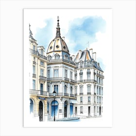 Paris City Sketch Art Print