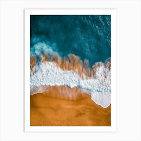 Aerial View Of A Beach With Waves Art Print