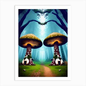 Mushroom House In The Forest Art Print