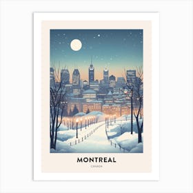 Winter Night  Travel Poster Montreal Canada 3 Art Print